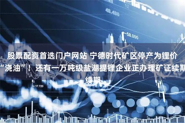 股票配资首选门户网站 宁德时代矿区停产为锂价“浇油”！还有一万吨级盐湖提锂企业正办理矿证续期